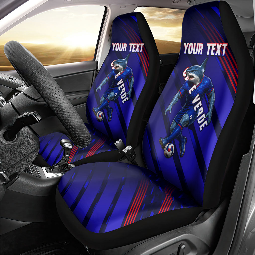 Personalized Cape Verde Soccer Car Seat Cover Shark Mascot Football Player Striped Pattern