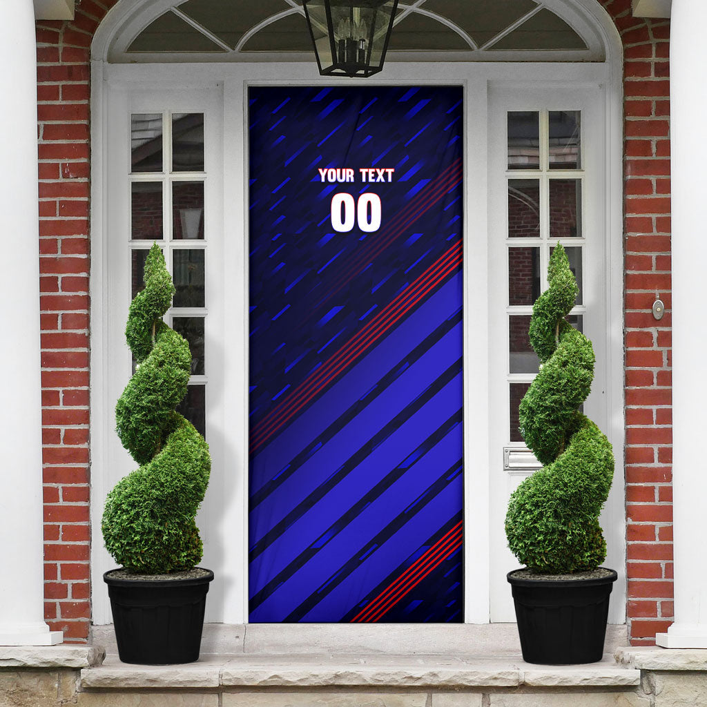Personalized Cape Verde Soccer Door Cover Shark Mascot Football Player Striped Pattern
