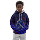Personalized Cape Verde Soccer Kid Hoodie Shark Mascot Football Player Striped Pattern