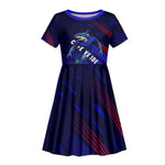 Personalized Cape Verde Soccer Kid Short Sleeve Dress Shark Mascot Football Player Striped Pattern