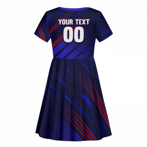 Personalized Cape Verde Soccer Kid Short Sleeve Dress Shark Mascot Football Player Striped Pattern