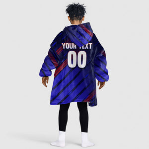 Personalized Cape Verde Soccer Kid Wearable Blanket Hoodie Shark Mascot Football Player Striped Pattern