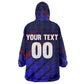 Personalized Cape Verde Soccer Kid Wearable Blanket Hoodie Shark Mascot Football Player Striped Pattern
