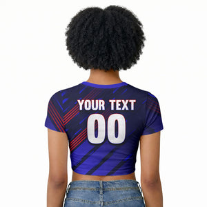 Personalized Cape Verde Soccer Raglan Cropped T shirt Shark Mascot Football Player Striped Pattern