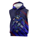 Personalized Cape Verde Soccer Sleeveless Hoodie Shark Mascot Football Player Striped Pattern