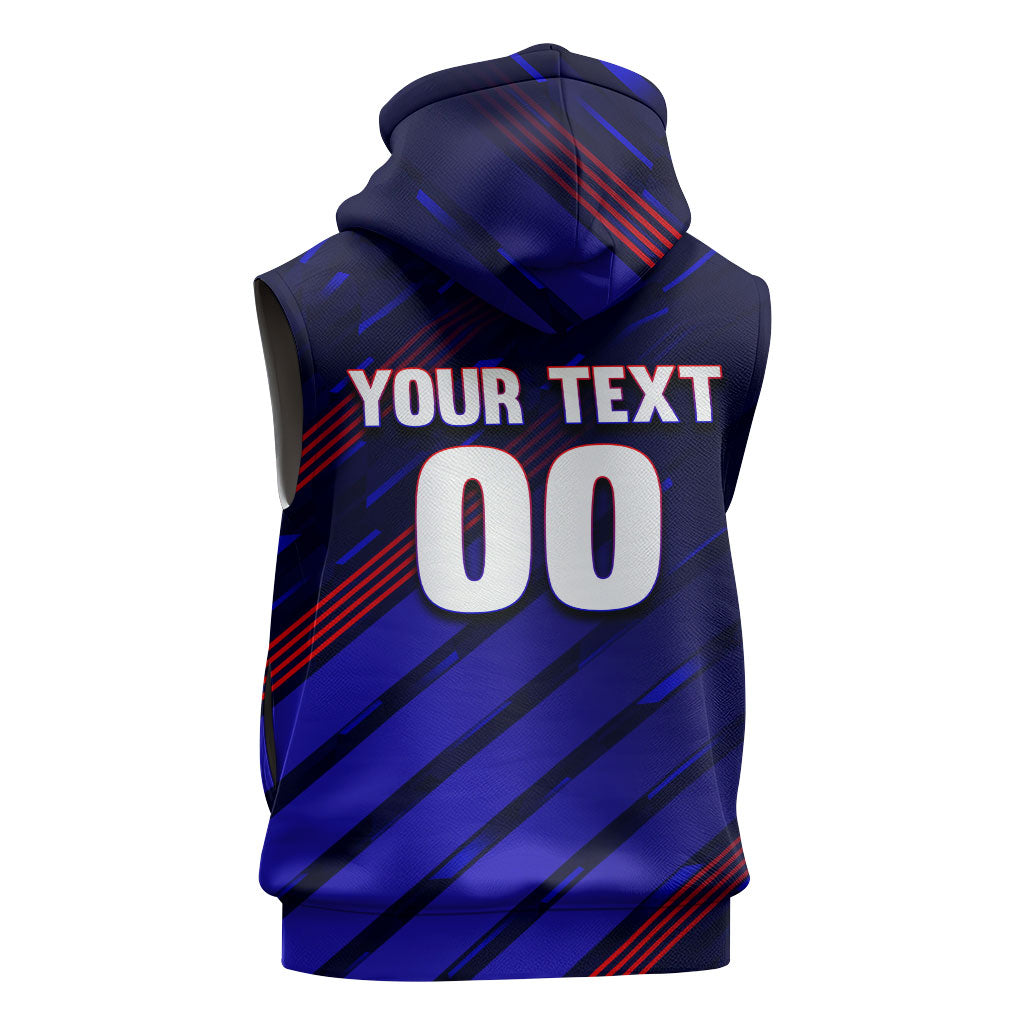 Personalized Cape Verde Soccer Sleeveless Hoodie Shark Mascot Football Player Striped Pattern