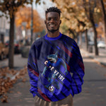 Personalized Cape Verde Soccer Sweatshirt Shark Mascot Football Player Striped Pattern