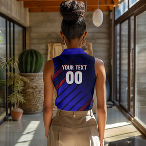 Personalized Cape Verde Soccer Women Sleeveless Polo Shirt Shark Mascot Football Player Striped Pattern