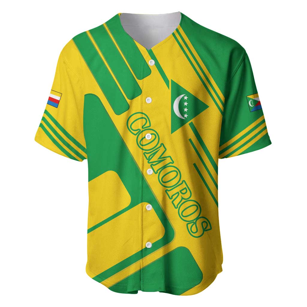 Comoros Flag Baseball Jersey - Green and Yellow Design and National Emblem