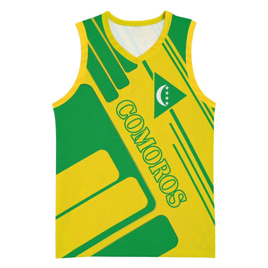 Comoros Flag Basketball Jersey - Green and Yellow Design and National Emblem - African Pride