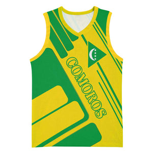 Comoros Flag Basketball Jersey - Green and Yellow Design and National Emblem - African Pride