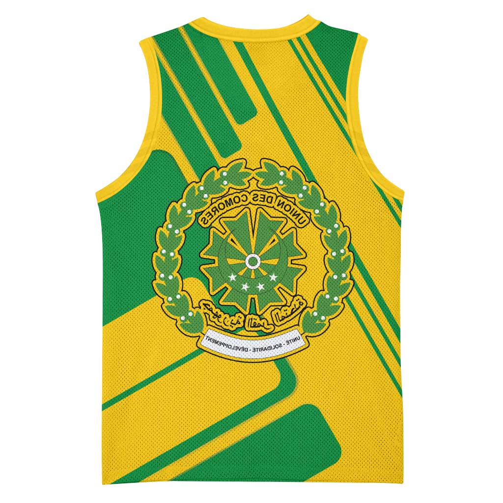 Comoros Flag Basketball Jersey - Green and Yellow Design and National Emblem - African Pride