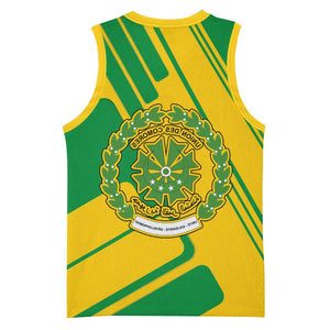 Comoros Flag Basketball Jersey - Green and Yellow Design and National Emblem - African Pride