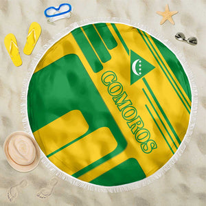 Comoros Flag Beach Blanket - Green and Yellow Design and National Emblem