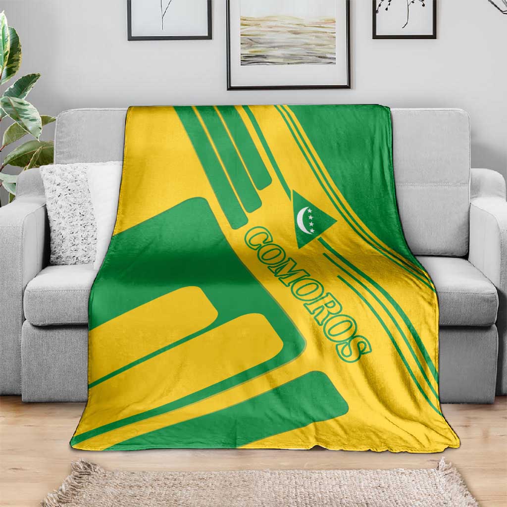 Comoros Flag Blanket - Green and Yellow Design and National Emblem