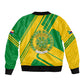Comoros Flag Bomber Jacket - Green and Yellow Design and National Emblem