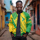 Comoros Flag Bomber Jacket - Green and Yellow Design and National Emblem