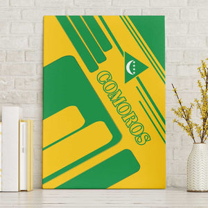 Comoros Flag Canvas Wall Art - Green and Yellow Design and National Emblem