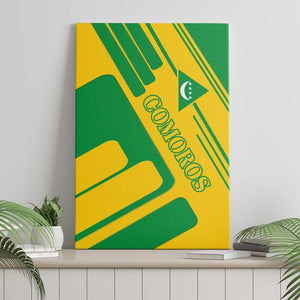 Comoros Flag Canvas Wall Art - Green and Yellow Design and National Emblem