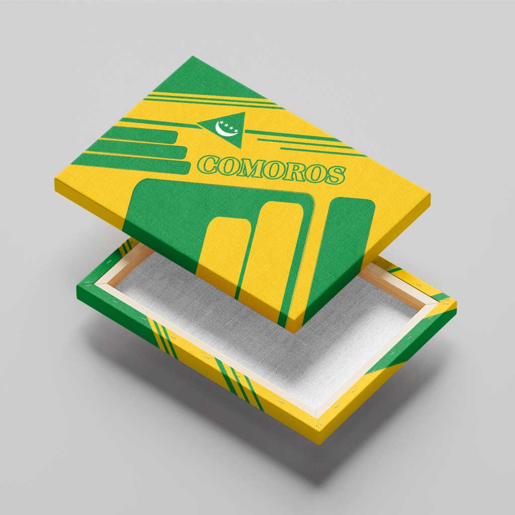 Comoros Flag Canvas Wall Art - Green and Yellow Design and National Emblem
