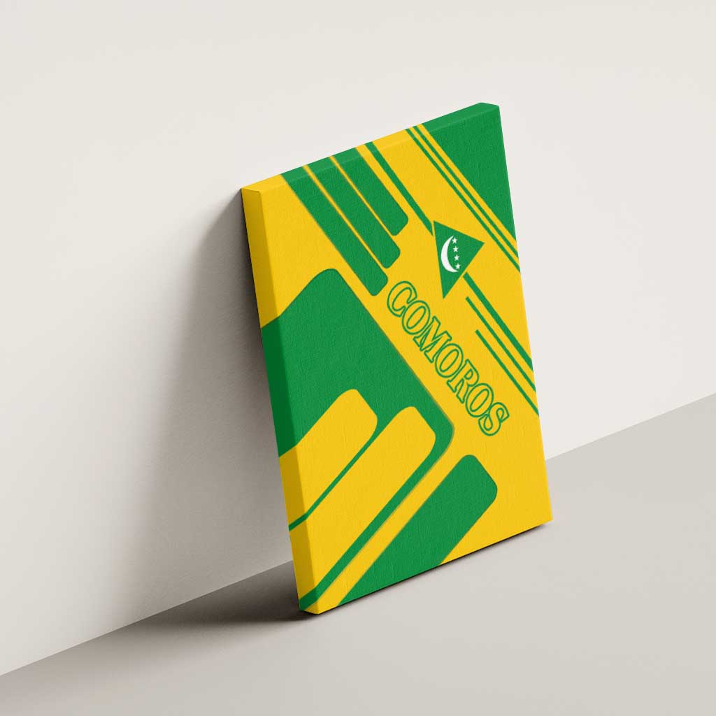 Comoros Flag Canvas Wall Art - Green and Yellow Design and National Emblem