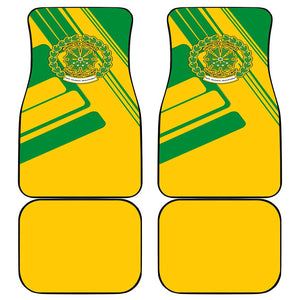 Comoros Flag Car Mats - Green and Yellow Design and National Emblem