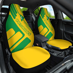 Comoros Flag Car Seat Cover - Green and Yellow Design and National Emblem