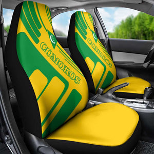 Comoros Flag Car Seat Cover - Green and Yellow Design and National Emblem