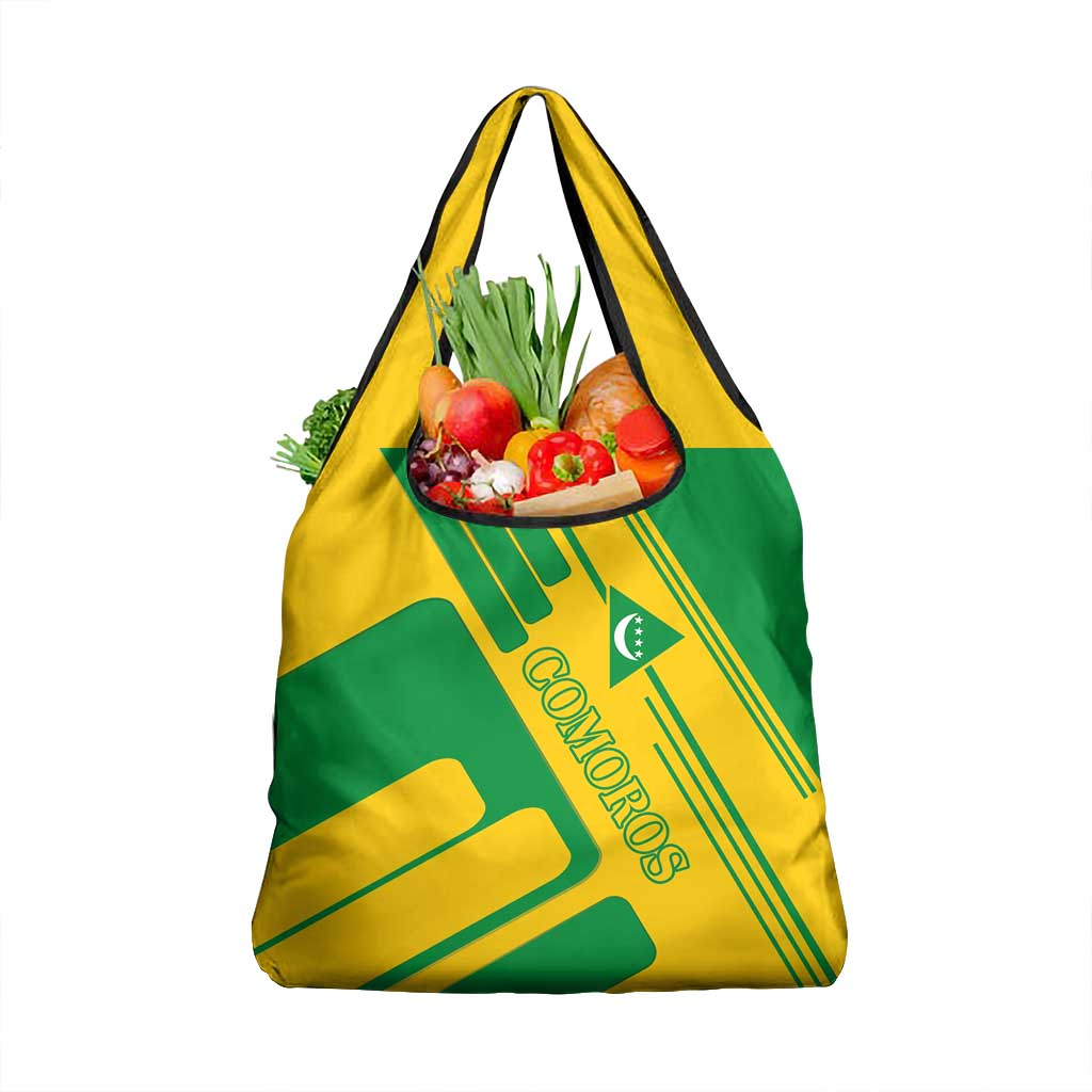 Comoros Flag Grocery Bag - Green and Yellow Design and National Emblem