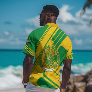 Comoros Flag Hawaiian Shirt - Green and Yellow Design and National Emblem