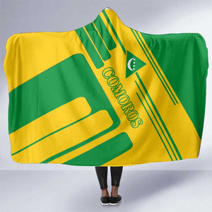 Comoros Flag Hooded Blanket - Green and Yellow Design and National Emblem
