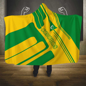 Comoros Flag Hooded Blanket - Green and Yellow Design and National Emblem