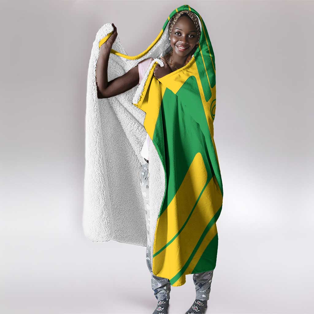Comoros Flag Hooded Blanket - Green and Yellow Design and National Emblem