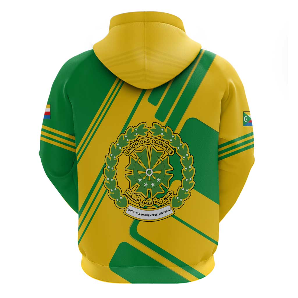 Comoros Flag Hoodie - Green and Yellow Design and National Emblem