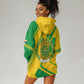 Comoros Flag Hoodie Dress - Green and Yellow Design and National Emblem