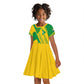 Comoros Flag Kid Short Sleeve Dress - Green and Yellow Design and National Emblem