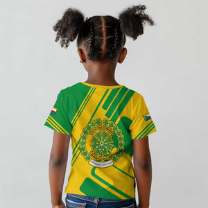 Comoros Flag Kid T shirt - Green and Yellow Design and National Emblem