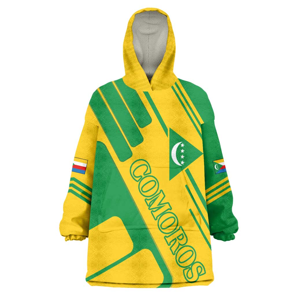 Comoros Flag Kid Wearable Blanket Hoodie - Green and Yellow Design and National Emblem