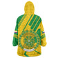 Comoros Flag Kid Wearable Blanket Hoodie - Green and Yellow Design and National Emblem