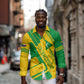 Comoros Flag Long Sleeve Button Shirt - Green and Yellow Design and National Emblem
