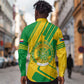 Comoros Flag Long Sleeve Button Shirt - Green and Yellow Design and National Emblem