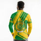 Comoros Flag Long Sleeve Polo Shirt - Green and Yellow Design and National Emblem