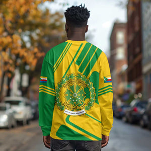 Comoros Flag Long Sleeve Shirt - Green and Yellow Design and National Emblem