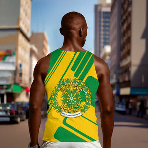 Comoros Flag Men Tank Top - Green and Yellow Design and National Emblem