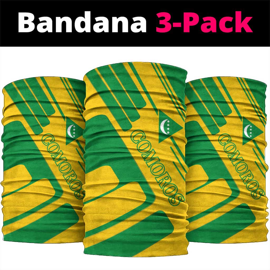 Comoros Flag Neck Gaiter - Green and Yellow Design and National Emblem - African Pride