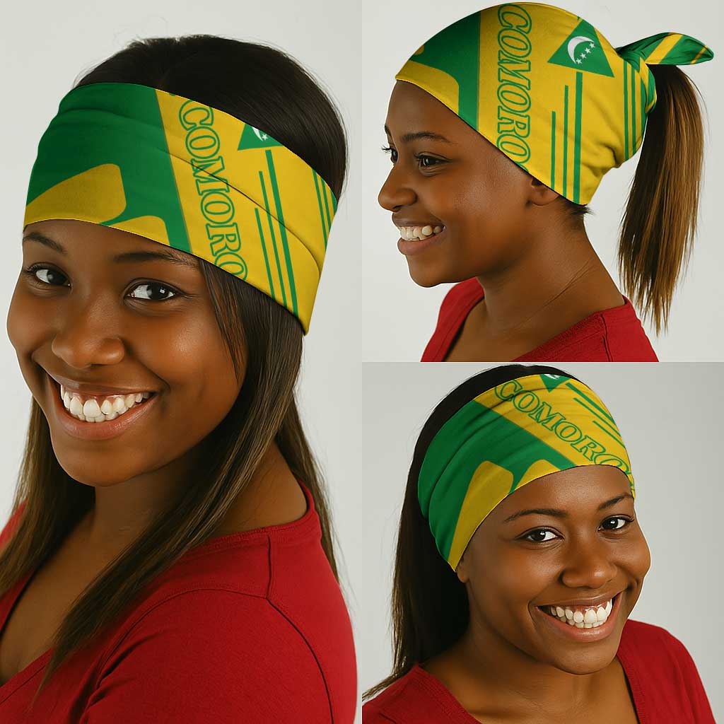 Comoros Flag Neck Gaiter - Green and Yellow Design and National Emblem - African Pride