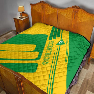 Comoros Flag Quilt - Green and Yellow Design and National Emblem