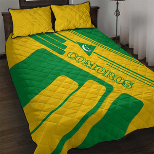 Comoros Flag Quilt Bed Set - Green and Yellow Design and National Emblem