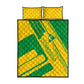 Comoros Flag Quilt Bed Set - Green and Yellow Design and National Emblem