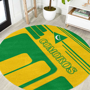 Comoros Flag Round Carpet - Green and Yellow Design and National Emblem